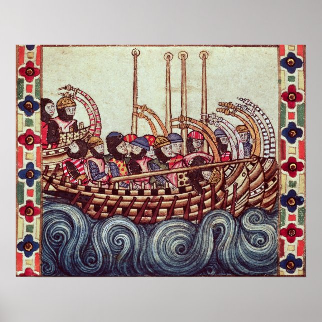 Poster Partida de um barco para as Cruzadas, (Frente)