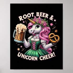 Poster Partido Alemão Drindle Unicorn Beer Pretzel Funny