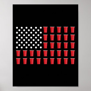 Poster Partido Beer Pong American Flag College