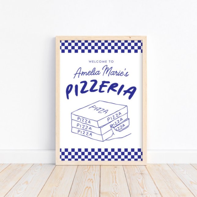 Poster Partido da Pizzaria Italiana Azul Moderna (Criador carregado)