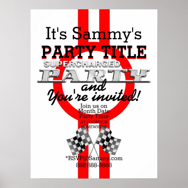 Pôster Partido de Desempenho Supercarregado Personalizado (Frente)