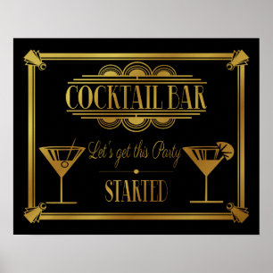Poster Partido de Gatsby dos anos 20 do sinal do bar do
