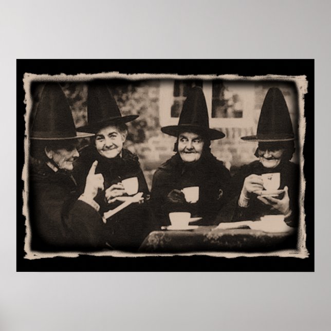 Poster Partido do Chá das Bruxas - preto/branco antigo (Frente)