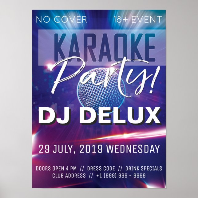 Poster Partido Karaoke | DJ | Club Flyer (Frente)