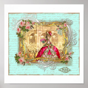 Pôster Partido Maria Antonieta em Versalhes em Aqua