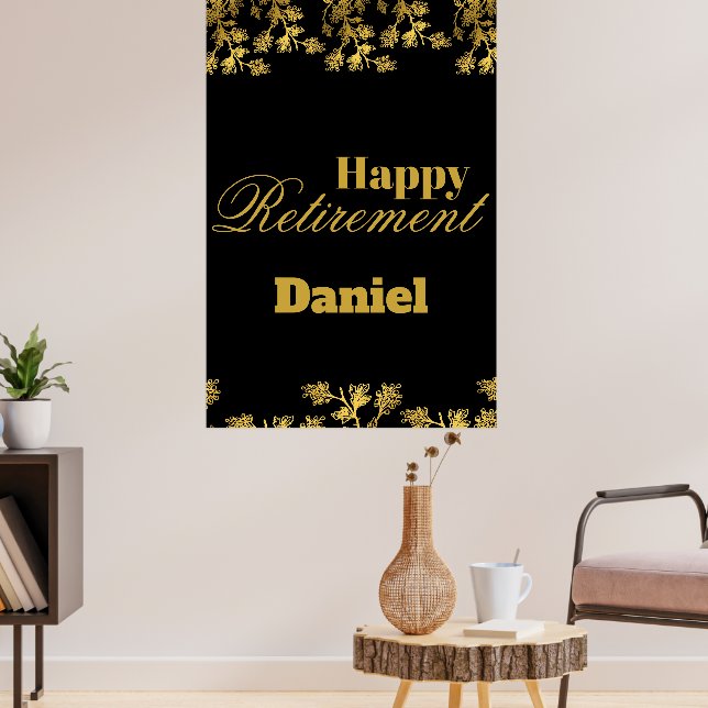 Poster Partido Moderno Elegante Dourado Floral (Sala de Estar 3)