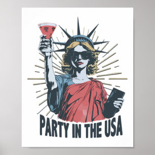 Poster Partido Na Estátua Americana Da Liberdade 4 De Jul