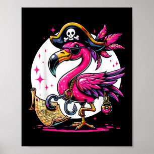 Poster Partido Pirate Pink Flamingo Halloween - Jolly Rog