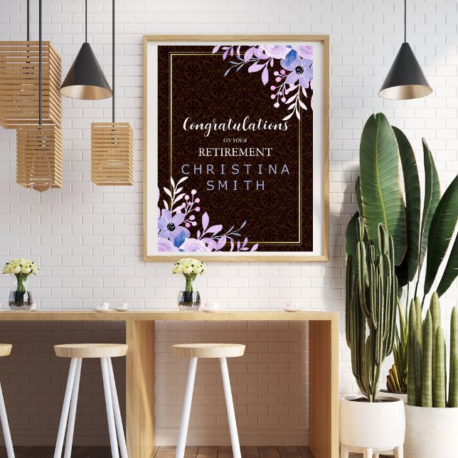 Poster Partido Russo Floral Pastel Watercolor (Rustic Floral Pastel Watercolor Retirement Party)