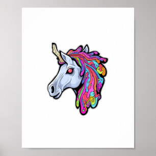 Poster Partido Tekk Psychedelic Unicorn Trippy EDM Rave T