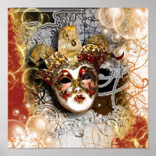 Poster Partido venetian do carnaval da máscara do