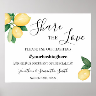 Poster Partilhar Os Limões De Casamento Da Hashtag Love