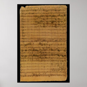 Poster Partitura Antiga de Johann Sebastian Bach
