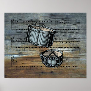 Poster Partitura do ~ dos cilindros de Snare no fundo de