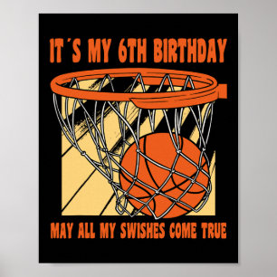 Poster Parto de 4 anos Feliz 6 de Aniversário de Basquete
