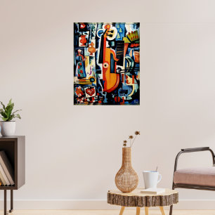 Poster Parto de Viola Bom Menage, Cubismo,