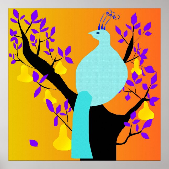 Poster Partucho De Poeta Em Uma Árvore Preta De Pera (Frente)