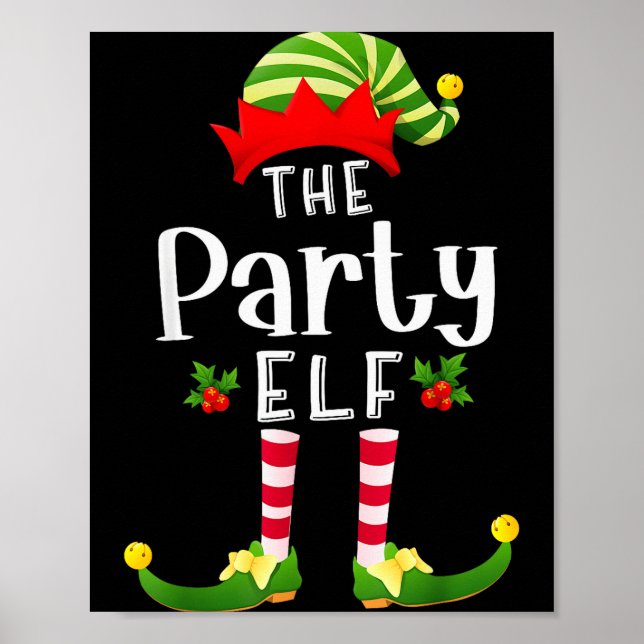 Poster Party Christmas Elf Matching Pajama X-mas Party  (Frente)
