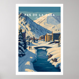 Poster Pas de la Casa Pyrenees Estância de Esqui Vista Im