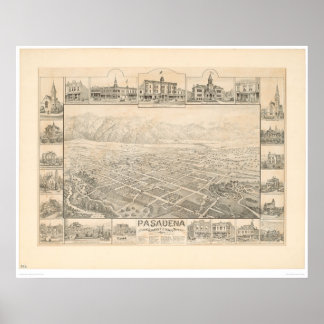 Poster Pasadena, CA. Mapa Panorâmico (1305A)