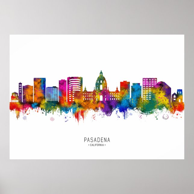 Poster Pasadena California Skyline (Frente)