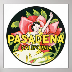 Poster Pasadena Califórnia, vintage