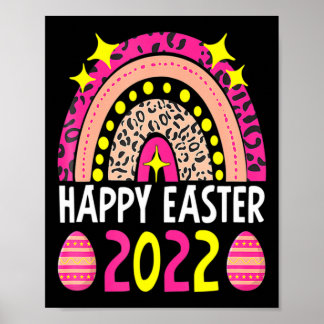 Poster Páscoa 2022 arco-íris fofo feliz páscoa 2022 mulhe