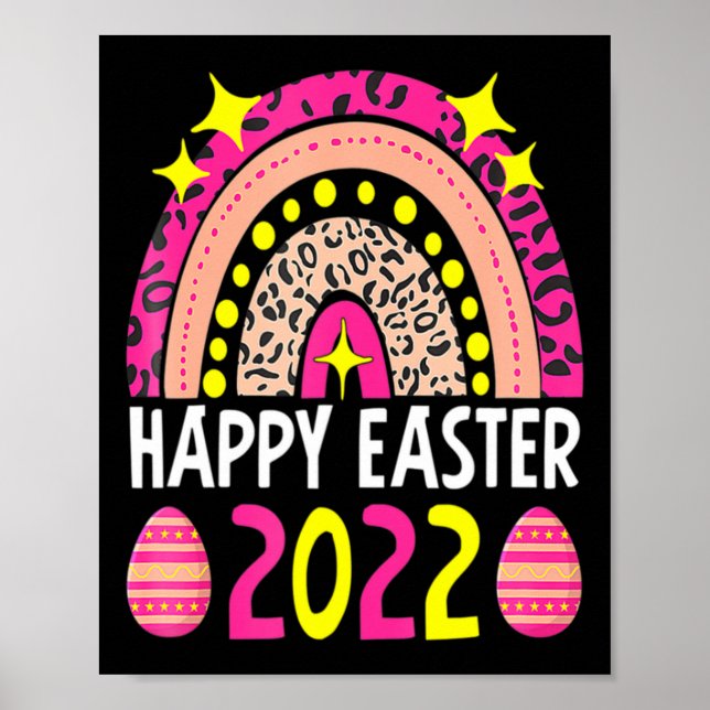 Poster Páscoa 2022 arco-íris fofo feliz páscoa 2022 mulhe (Frente)