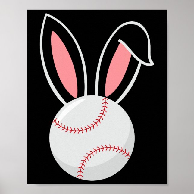Poster Páscoa Baseball Bunny Ears Diversão Páscoa do Vent (Frente)