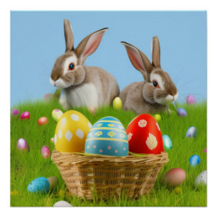 Pôster Páscoa bonita Bunnypara um humor positivo