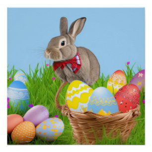 Pôster Páscoa bonita Bunnypara um humor positivo