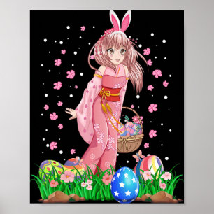 Poster Páscoa Bunny Ears Kawaii Japonês Anime Manga Teen