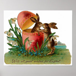 Pôster Páscoa Bunny Kiss Vintage