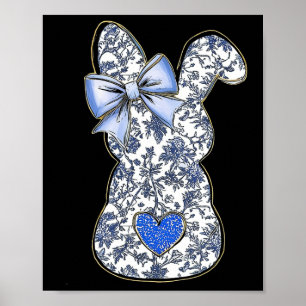 Poster Páscoa Chinoiserie Floral Bunny Com Arco Azul