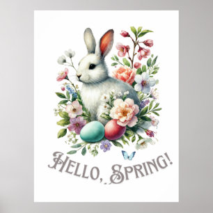 Poster Páscoa Coelhinho de Aquarela e Ovos