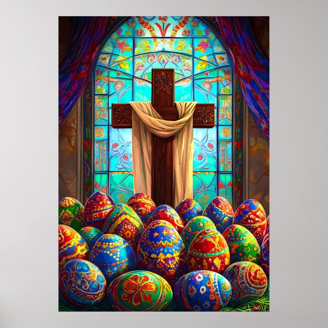 Poster Páscoa Cross Jesus Christianity Wall Art (Frente)