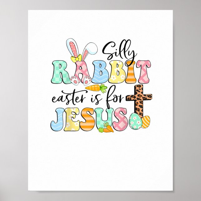 Poster Páscoa De Coelho bobo É Para Jesus Coelhinho De Pá (Frente)