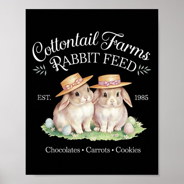 Poster Páscoa de coquetel de algodão Fazendas coelheiras (Frente)