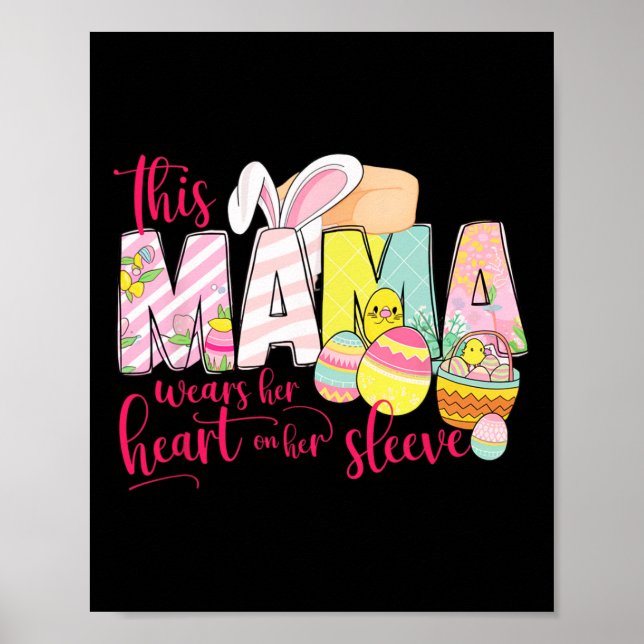 Poster Páscoa de Dia da Mãe Bela Coelhinha Floral (Frente)