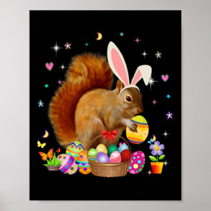 Poster Páscoa de Esquilo Bonito Dia Coelho Ovos Páscoa Di