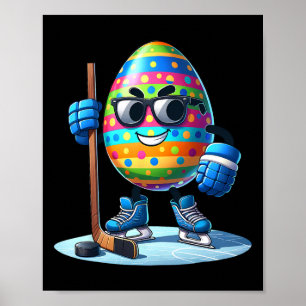 Poster Páscoa De Hóquei Abriga Ovos Coelhos Coelhos Coelh