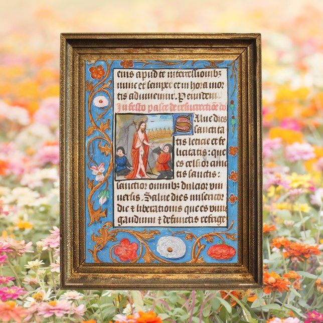 Poster Páscoa de Ressurreição Católica Medieval (Religious Medieval Christian Catholic Resurrection of Jesus Christ is risen Pacha Easter Poster)