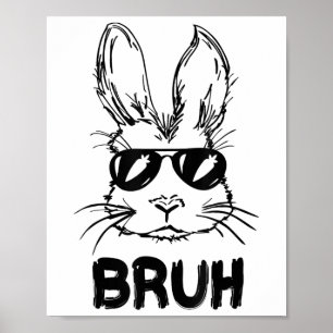 Poster Páscoa Dia Bruh Bunny Com Pulmões Homens Meninos C