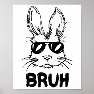 Poster Páscoa Dia Bruh Bunny Com Pulmões Homens Meninos C