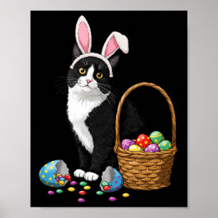Poster Páscoa Dia Gato Coelhinho Ovos Gráfico Homens Mulh