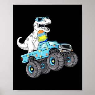 Poster Páscoa Dia T Rex Dino Dirigindo Um Monster Truck B