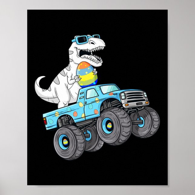 Poster Páscoa Dia T Rex Dino Dirigindo Um Monster Truck B (Frente)