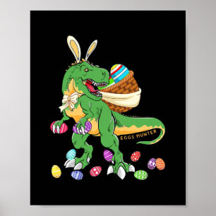 Poster Páscoa do Dinossauro Feliz T rex Dino Lover Basket