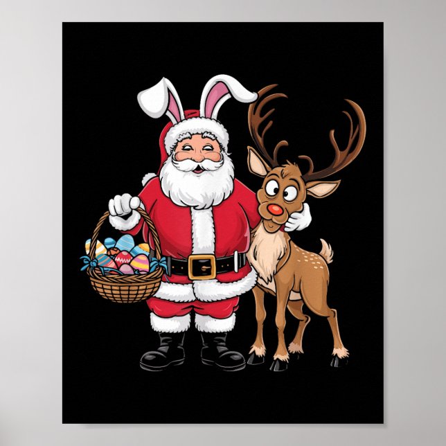 Poster Páscoa Engraçada Papai Noel Com Olhos De Coelhinho (Frente)