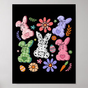 Poster Páscoa Floral Coelhinha Boho Retro Flores Rapariga